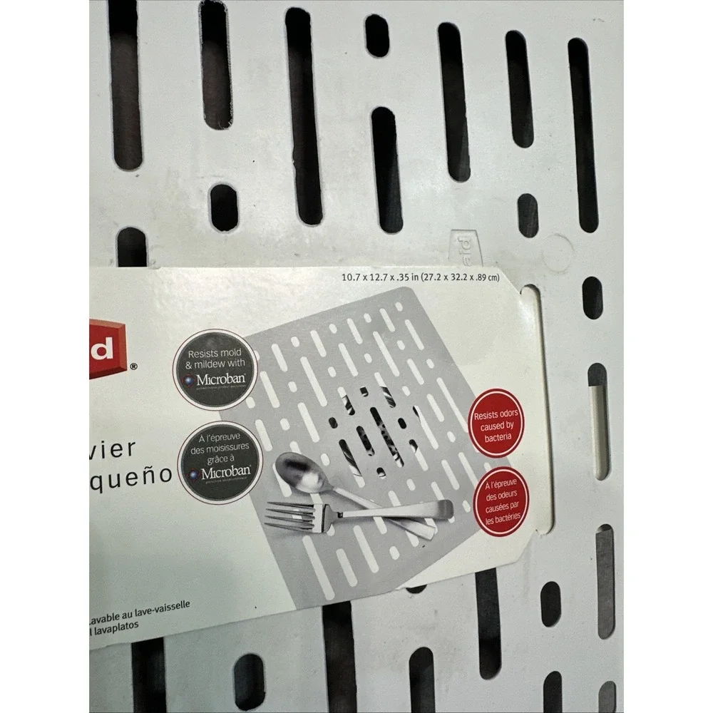 White Rubbermaid Small Sink Mat Rubber Dish Protector 10.7 x 12.7 in NEW htf